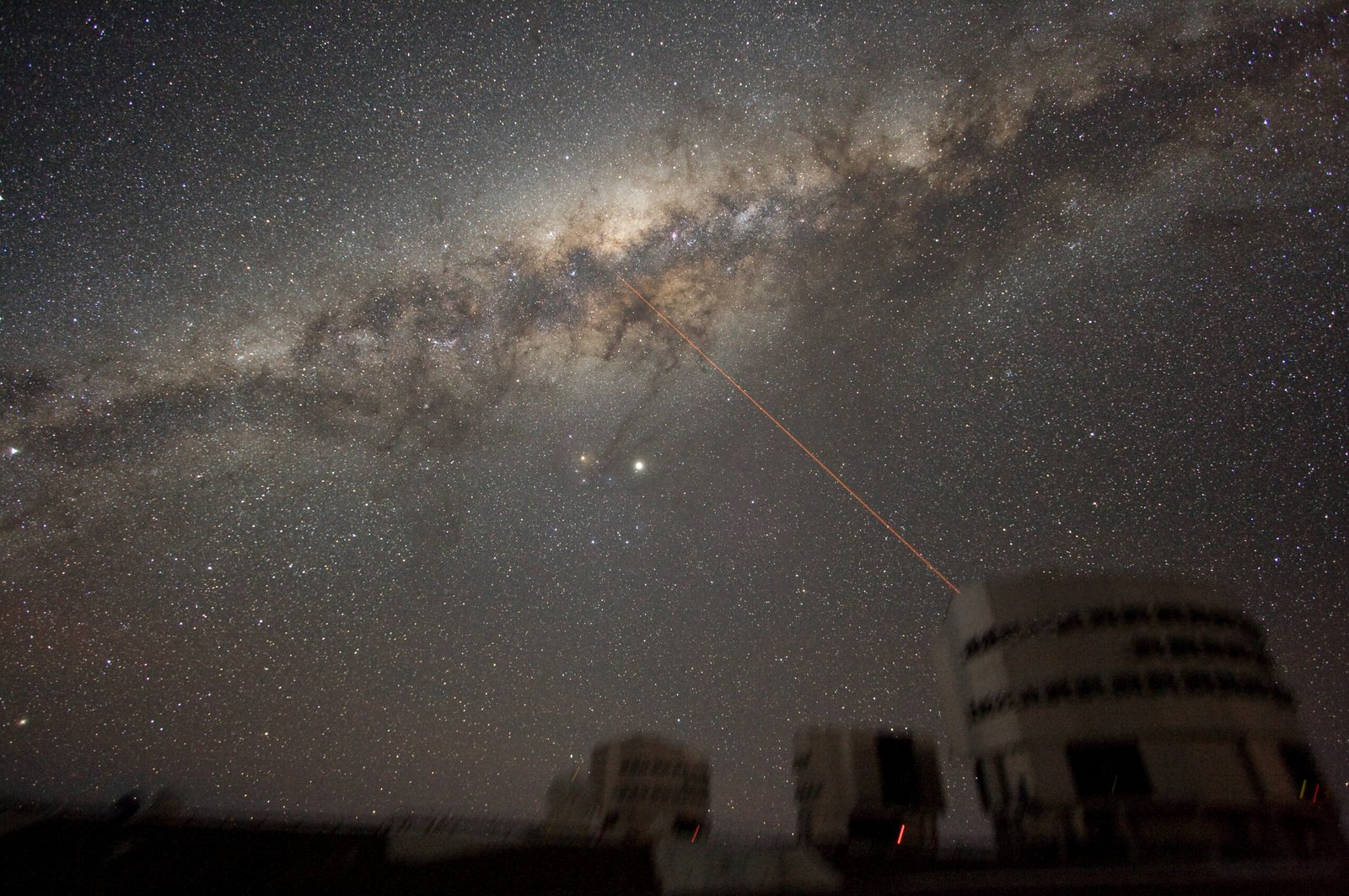 Céu estrelado com a Via Láctea sobre observatório, evocando coincidência ou sinal com discernimento.